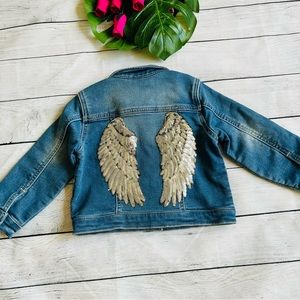 First Impressions Infants Upcycled Sequin Angel Wings Denim Jacket
